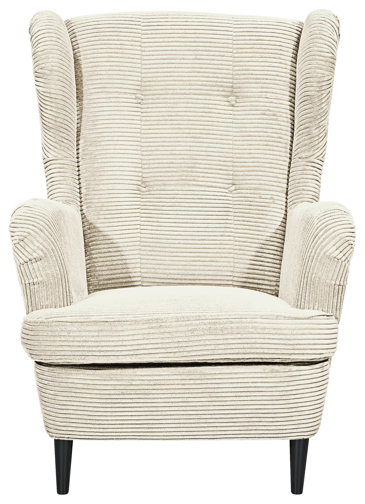 Ohrensessel Oskar Creme B: 78 cm - Creme/Schwarz, Basics, Textil (78/102/98cm) - MID.YOU