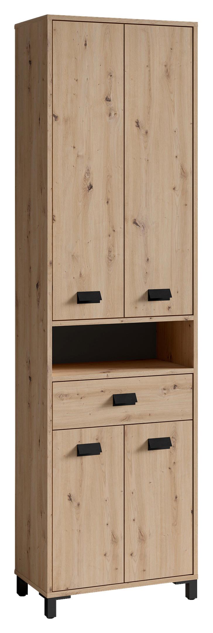 Hochschrank Wellness B: 54 cm Artisan Eiche Dekor - Anthrazit/Schwarz, MODERN, Holzwerkstoff (54/193/31cm) - MID.YOU
