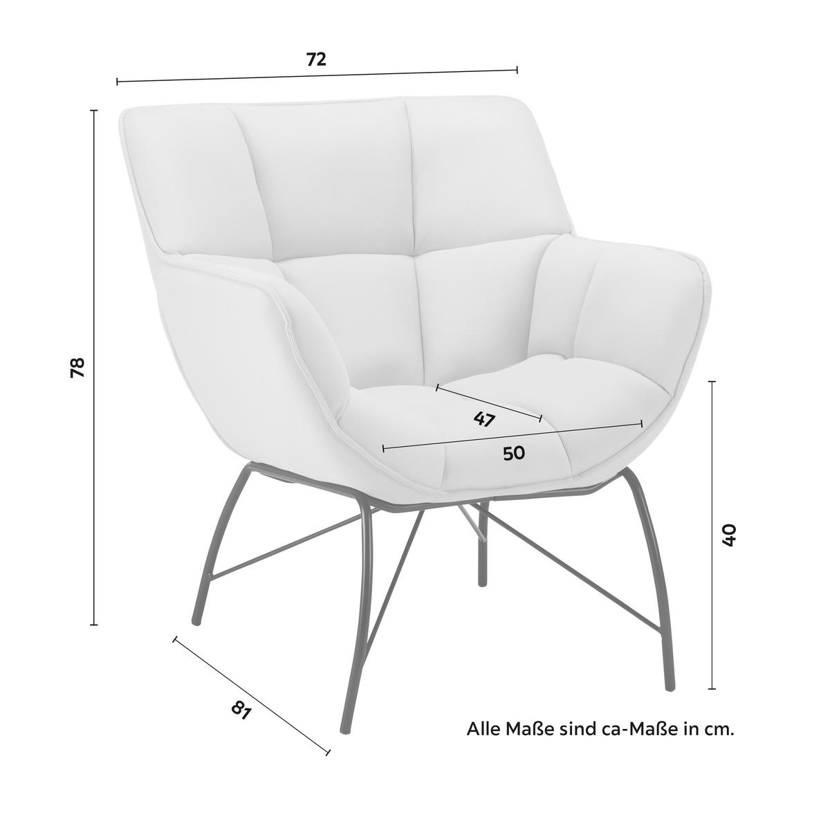 Křeslo ROBIN světlešedé - černá/světle šedá, Moderní, kov/textil (72/78/81cm) - Bessagi Home
