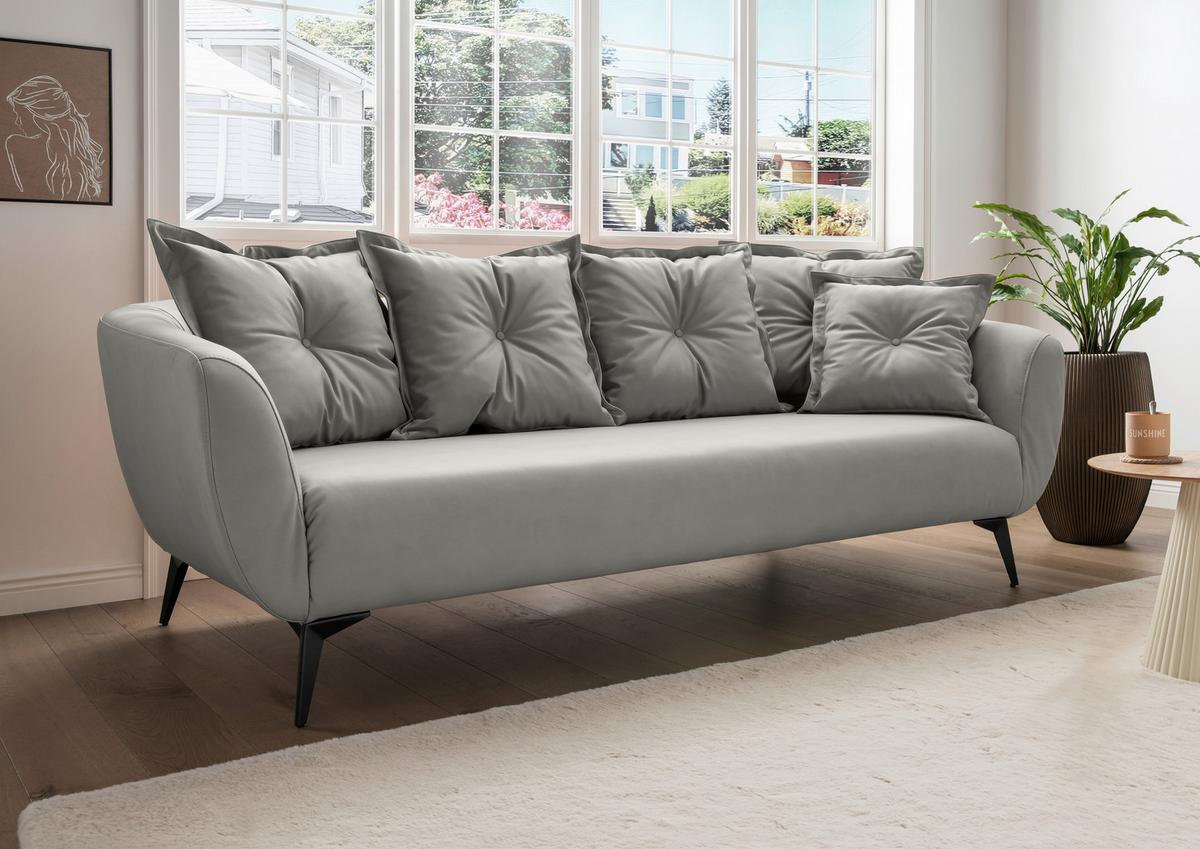 3-Sitzer-Sofa Baggio Grau B: 236 cm - Schwarz/Grau, MODERN, Textil (236/94/103cm) - Livetastic