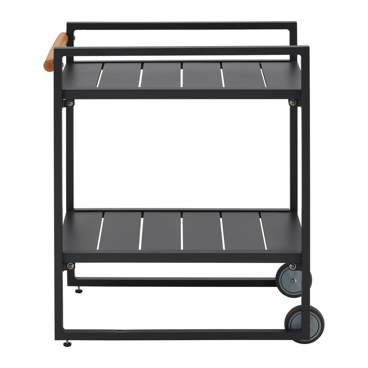 Servírovací vozík RICCARDO - tmavě šedá/přírodní barvy, Moderní, kov/plast (72/76/52cm) - Bessagi Garden