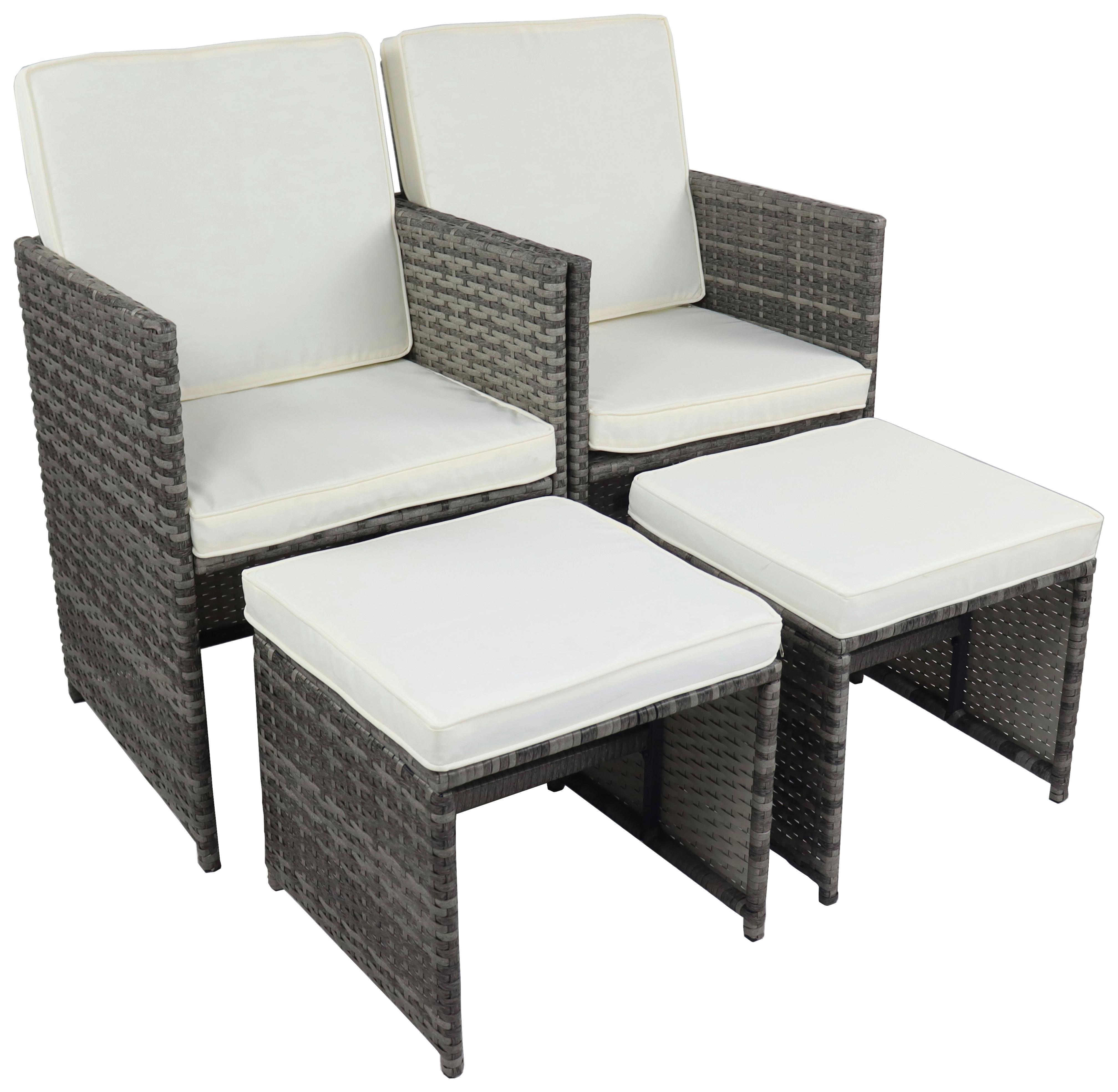 Gartensessel-set 4-tlg. Raloso Metall/kunststoff/textil - Weiß/Grau, MODERN, Kunststoff/Textil (53/84/53cm) - Ambia Garden