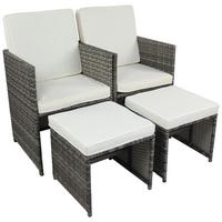 Gartensessel-Set 4-Tlg. Raloso Metall/Kunststoff/Textil - Weiß/Grau, MODERN, Kunststoff/Textil (53/84/53cm) - Ambia Garden