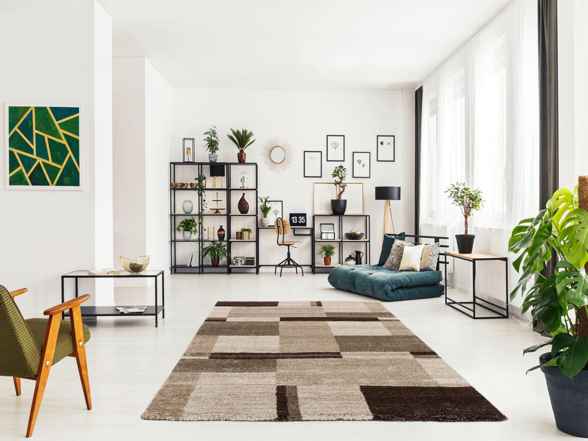 Webteppich Palazzo Bloc Braun/Beige 140x200 cm - Beige/Braun, KONVENTIONELL, Textil (140/200cm) - Novel