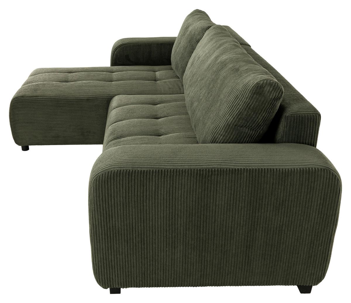 Ecksofa mit Bettfunktion Marseille, grün - Schwarz/Grün, Trend, Holz/Holzwerkstoff (155/240cm)