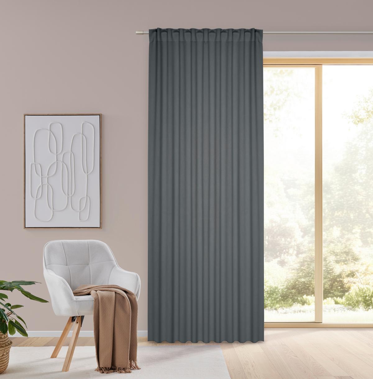 ZATEMŇOVACÍ ZÁVES HENRI - antracitová, textil (135/245cm) - Mömax