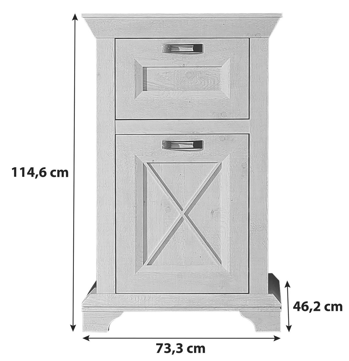 Kommode B: 73,3 Cm Kashmir, Pinien Dekor - Weiß/Pinienfarben, Basics, Holzwerkstoff/Kunststoff (73,3/114,6/46,2cm) - Livetastic
