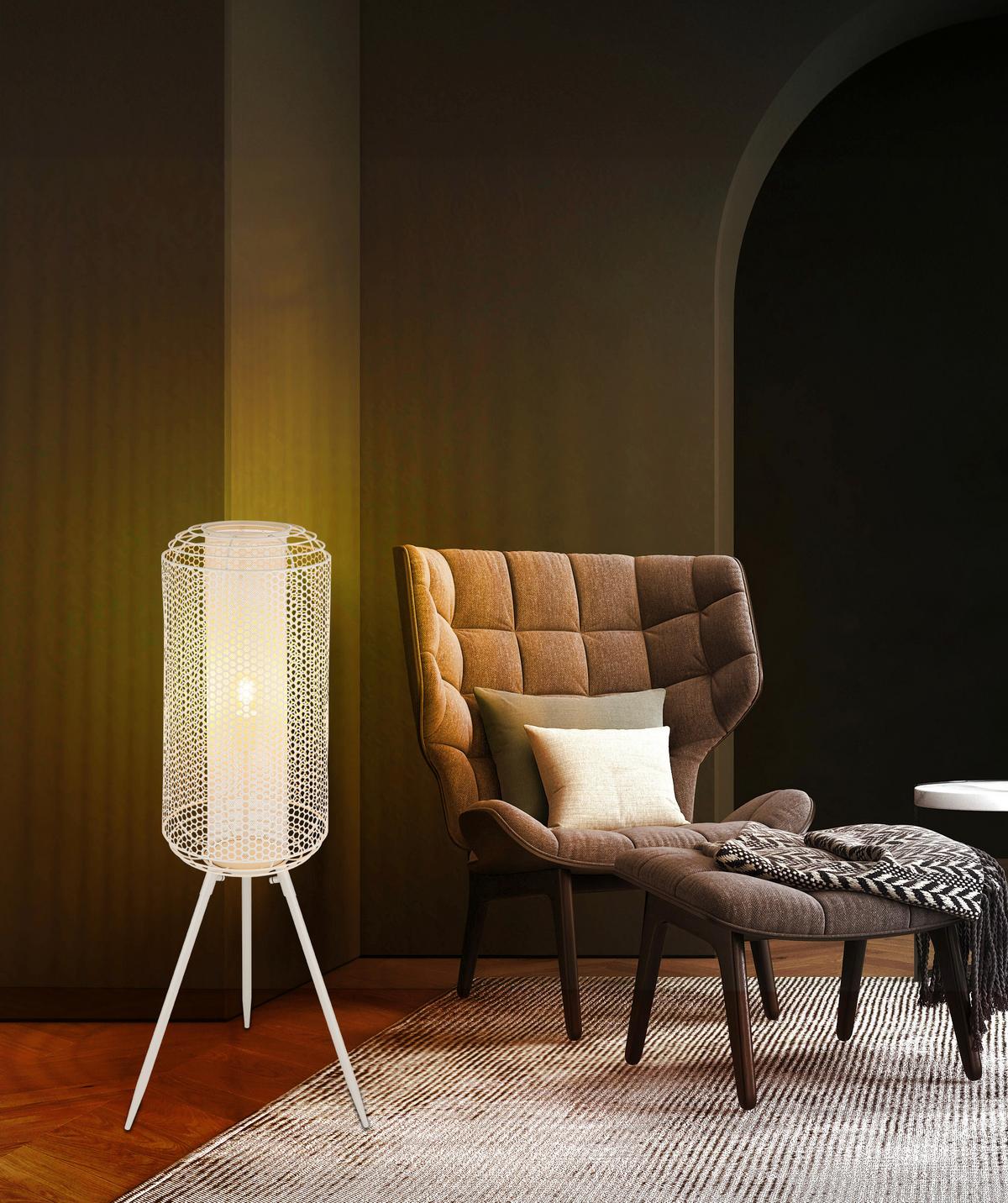 Stehleuchte Exkl. 1xe27, 40w - Creme, Design, Metall (30/110cm) - Globo