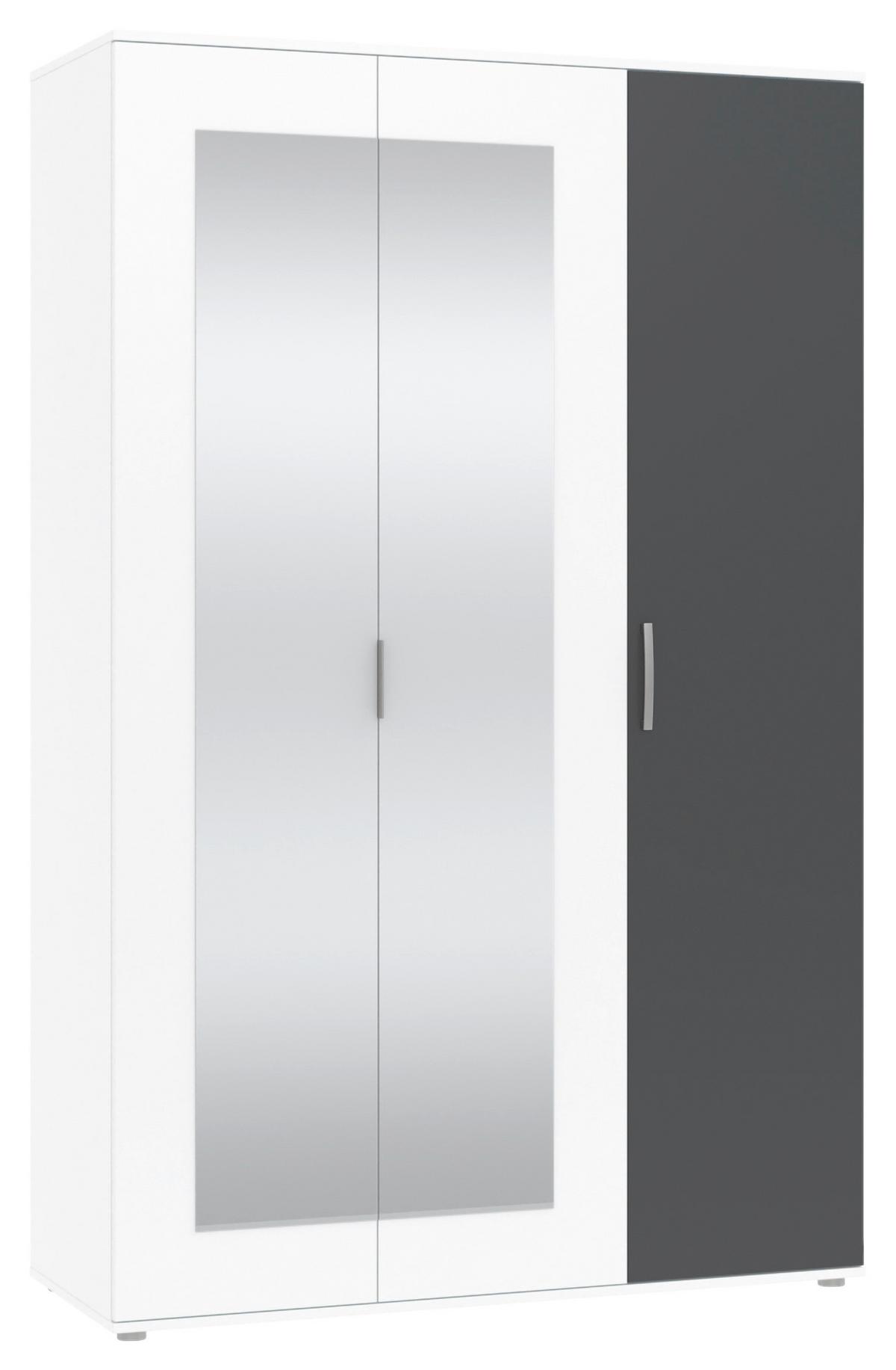 Kleiderschrank Jan Weiß/anthrazit, B: 135 Cm - Anthrazit/Weiß, Trend, Glas/Holzwerkstoff (135/210/52cm)