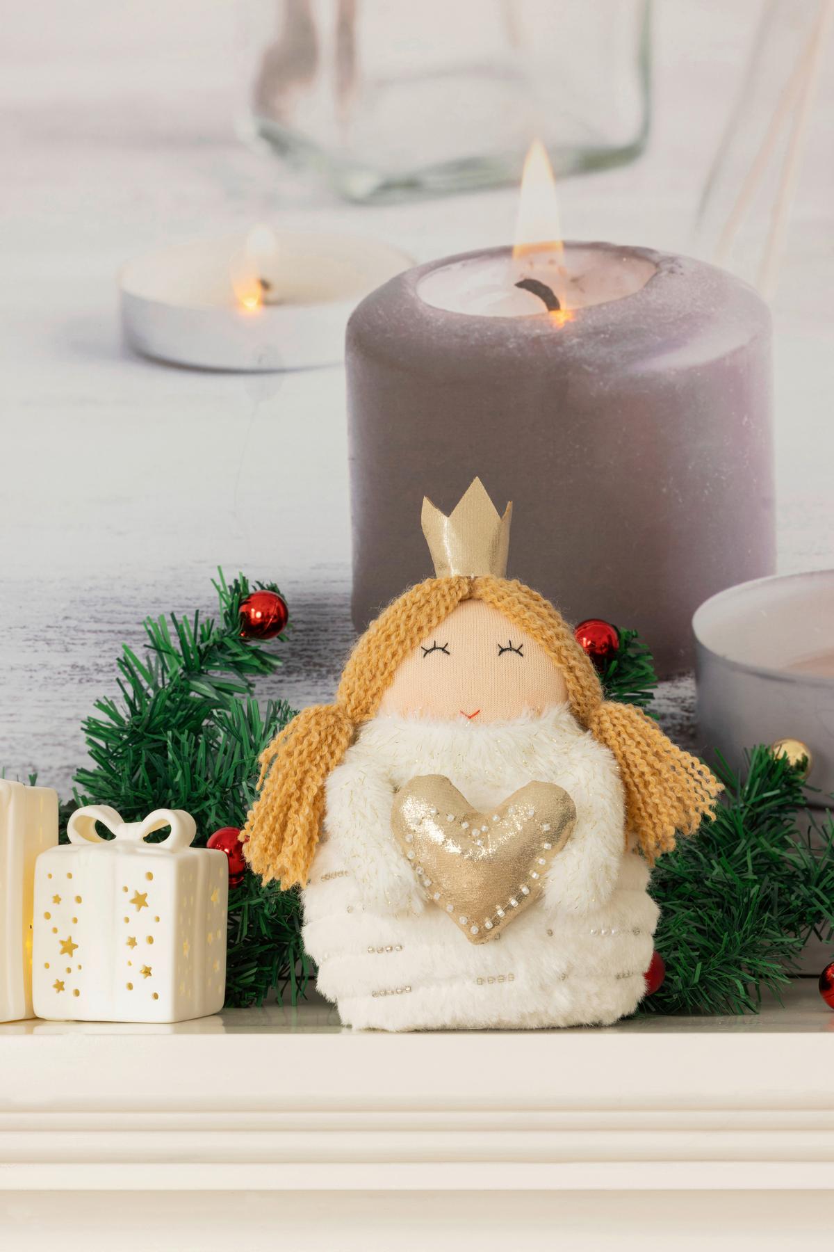 Dekoengel Julia - Gelb/Silberfarben, KONVENTIONELL, Kunststoff/Textil (13/13/20cm) - Luca Bessoni