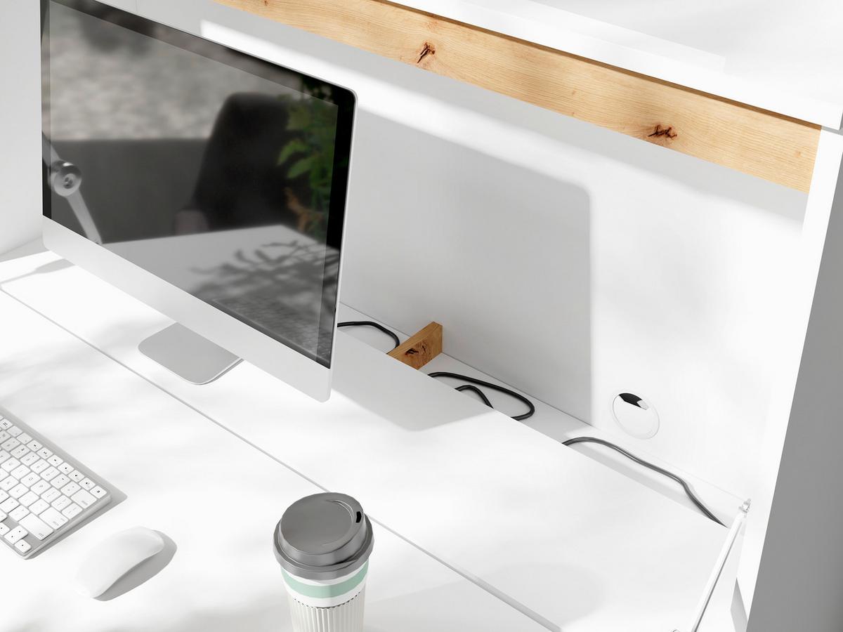 Sekretär Valtentin - Weiß/Sonoma Eiche, MODERN, Holzwerkstoff (120/127/38cm) - MID.YOU