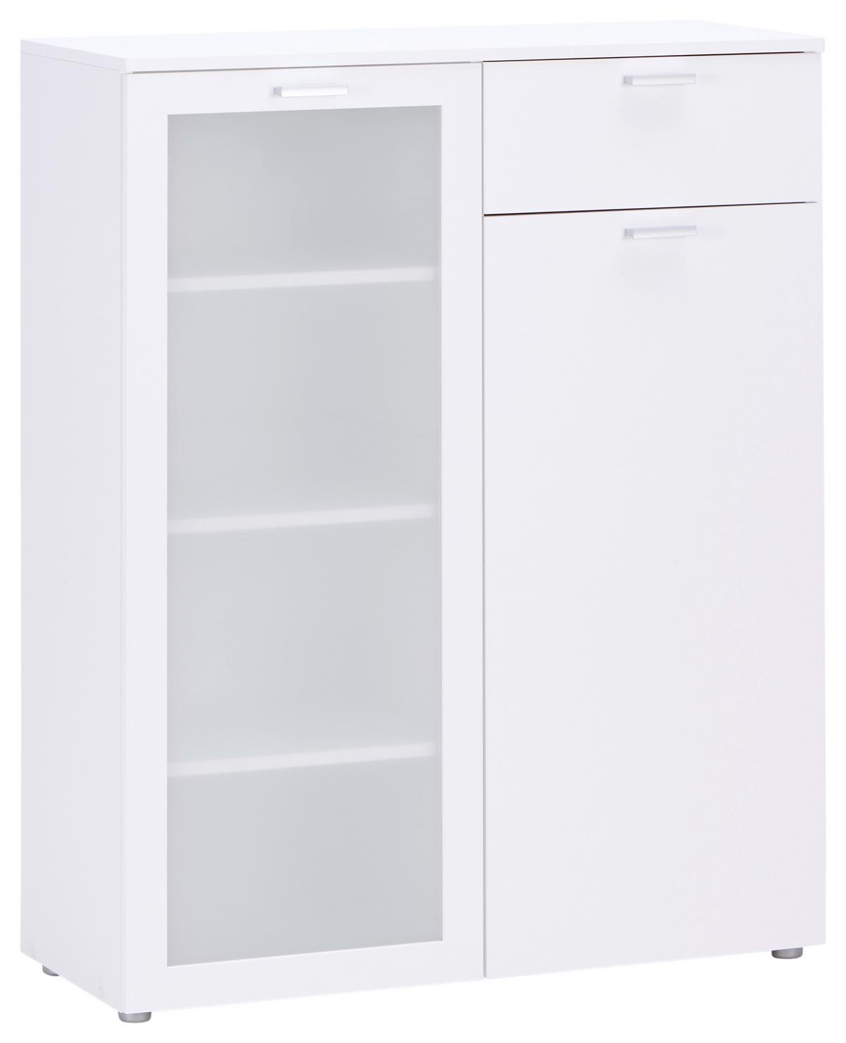 Kommode B: 90 cm Xeno Weiß Dekor - MODERN, Holzwerkstoff (90/115/37cm)