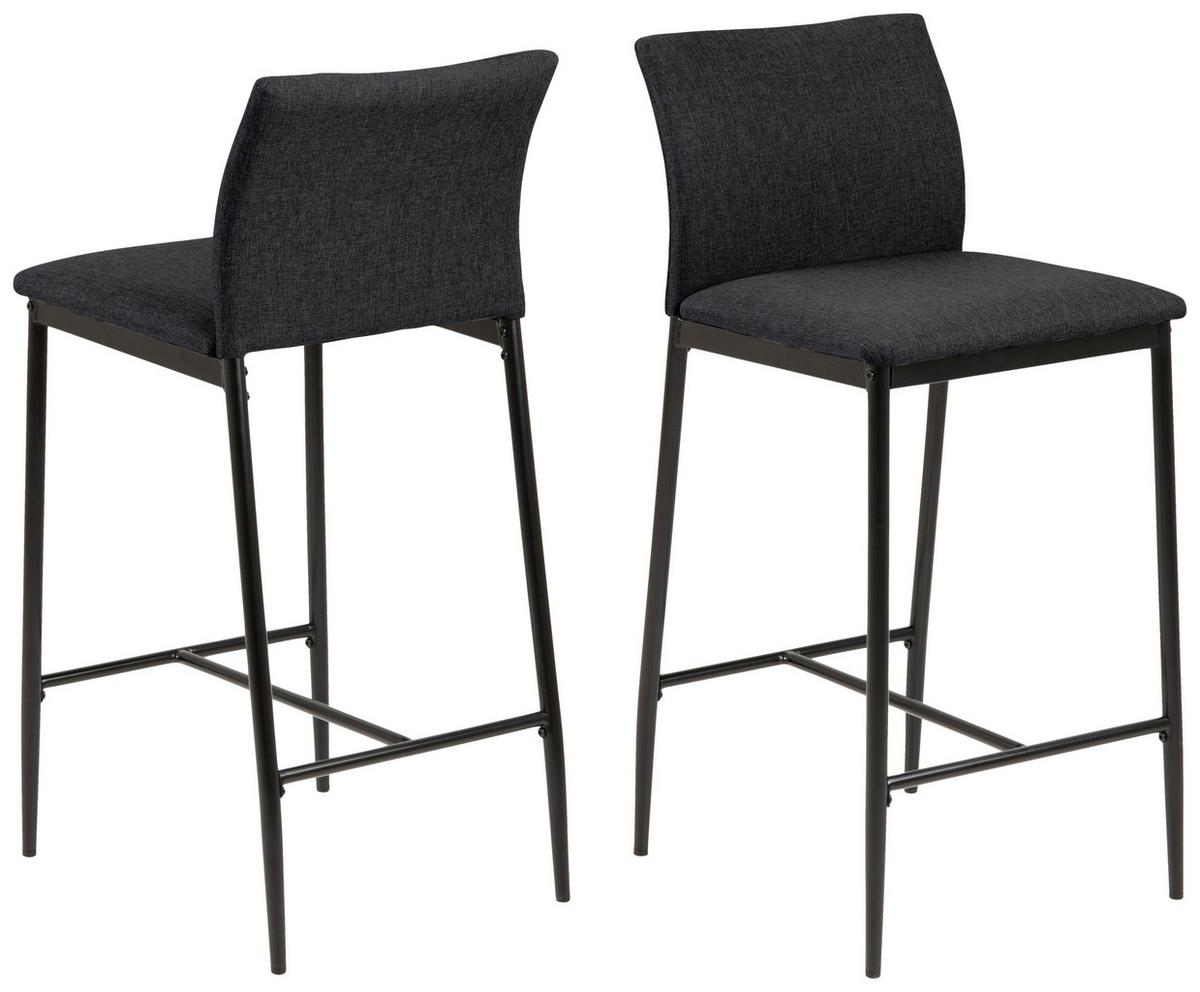 Barhocker mit Lehne Gepolstert Demina Schwarz - Schwarz/Grau, KONVENTIONELL, Textil/Metall (41/90,5/48,5cm) - MID.YOU