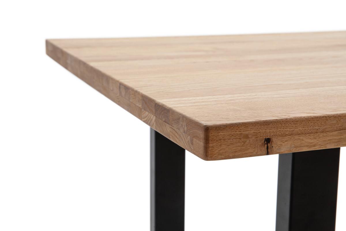 Esstisch Greno 180x90 Cm, Wildeiche Massiv - Wildeiche/Schwarz, ROMANTIK / LANDHAUS, Holz/Metall (180/77/90cm)
