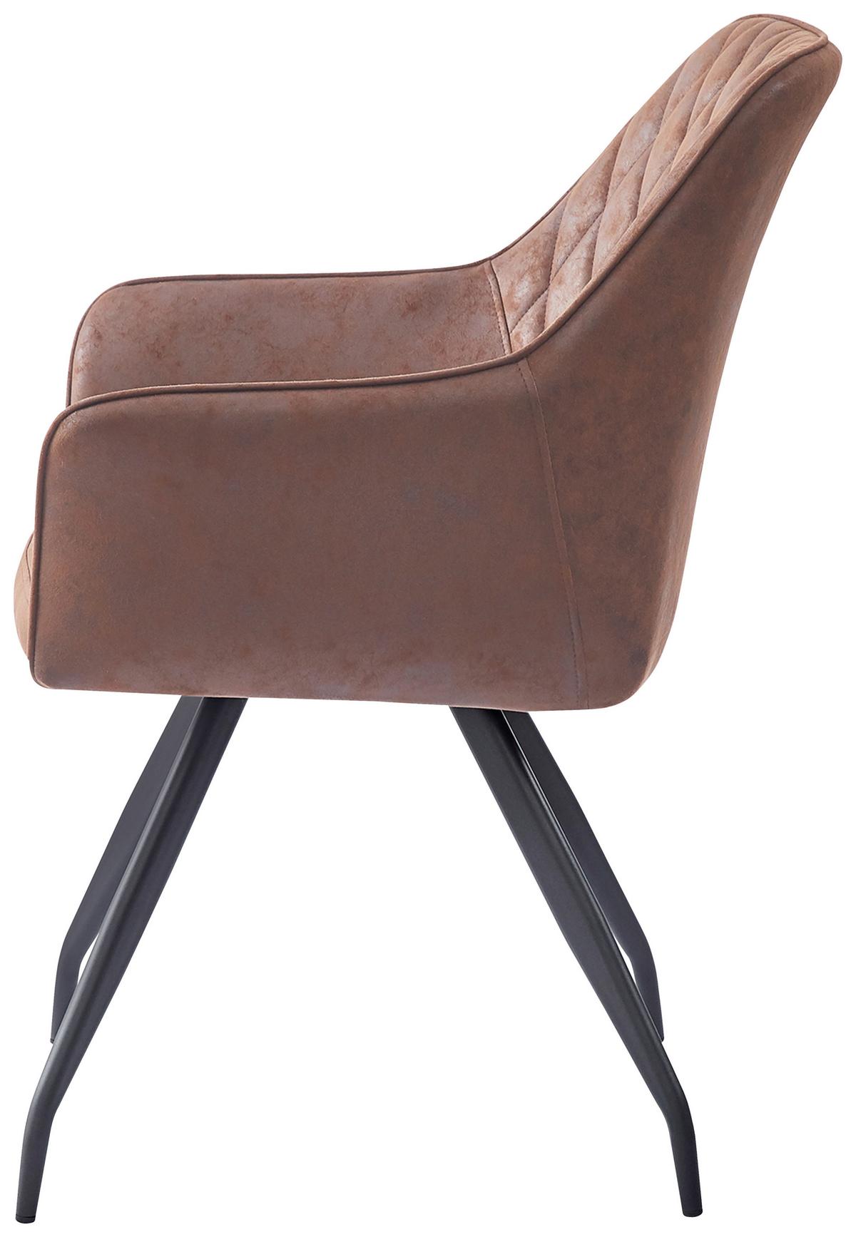 Armlehnstuhl Amber 225 - Dunkelbraun/Grau, MODERN, Textil/Metall (60/86,5/63,5cm) - Kayoom