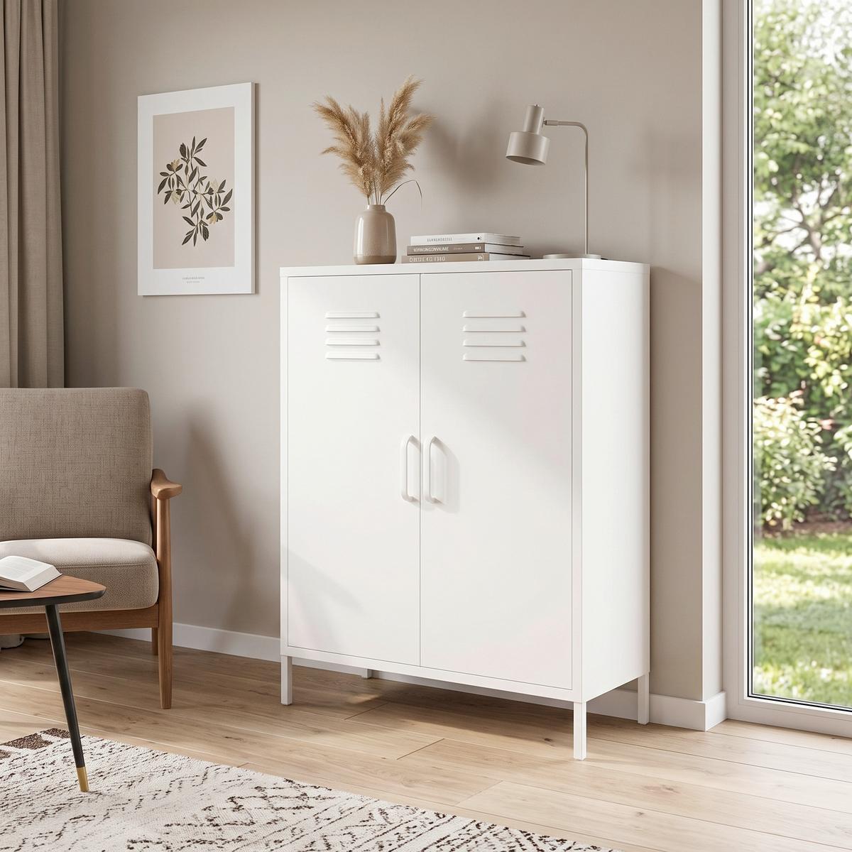 Highboard Mission District Weiß B: 40cm - Weiß, Design, Metall (80/102/40cm) - MID.YOU