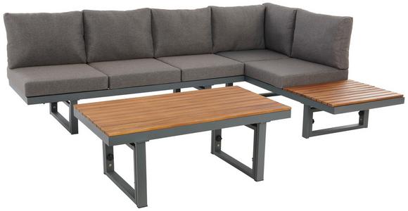 Loungegarnitur 3-Tlg Paris Aus Akazienholz/Stahl mit Kissen - Grau/Teakfarben, MODERN, Holz/Metall (240/177/42/51cm) - Beldano