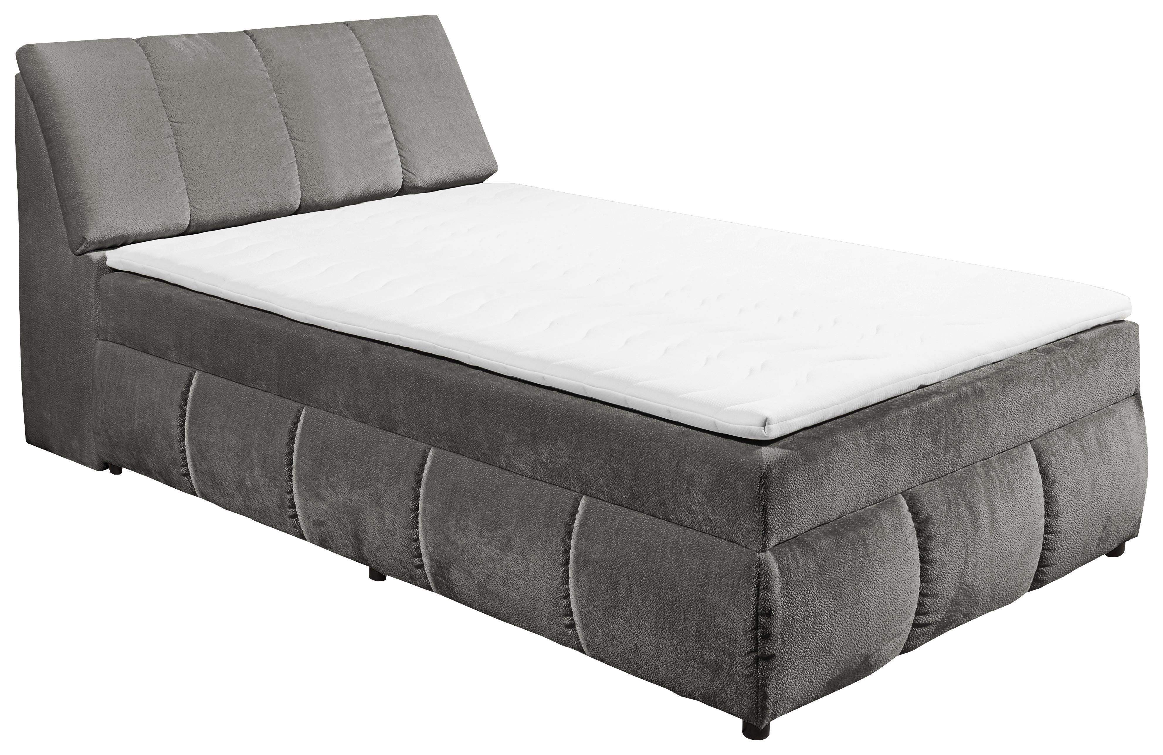 Boxbett Mit Topper+bettkasten 120x200cm Valencia - Schwarz/Graphitfarben, MODERN, Holzwerkstoff/Textil (120/200cm) - MID.YOU