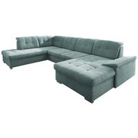 Wohnlandschaft Zira Mit Schlaffunktion Mintgrün - Chromfarben/Mintgrün, Design, Textil (212/330/169cm) - Livetastic