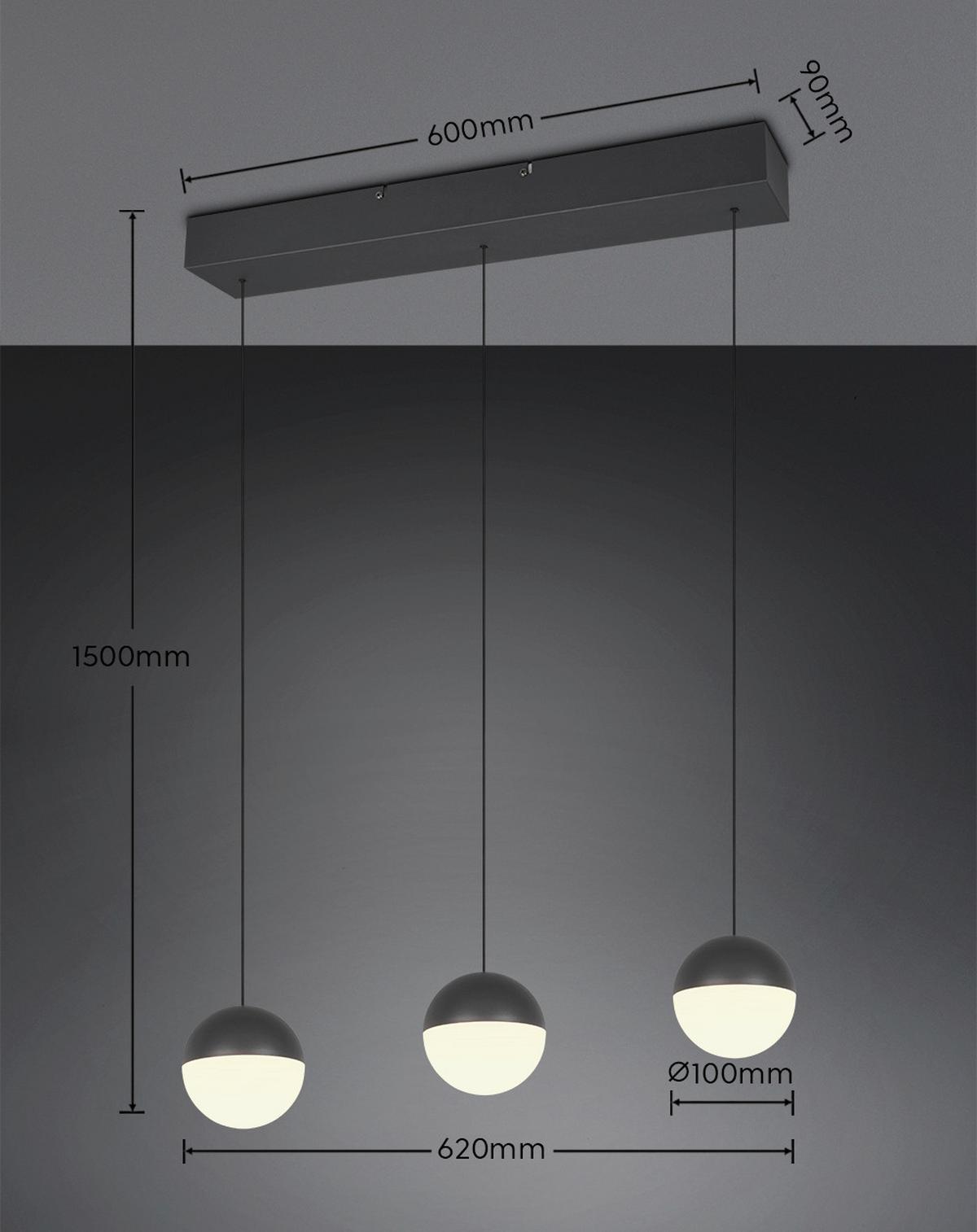 ZÁVĚSNÉ LED SVÍTIDLO SESTINE - černá, Moderní, kov/plast (60/9/150cm) - Mömax