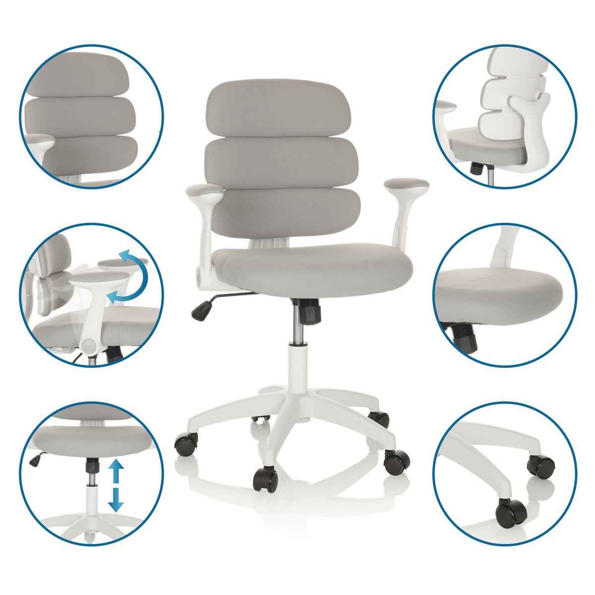 Jugenddrehstuhl Kid Ergolino W - Weiß/Grau, Basics, Kunststoff/Textil (62/86-97/62cm) - MID.YOU