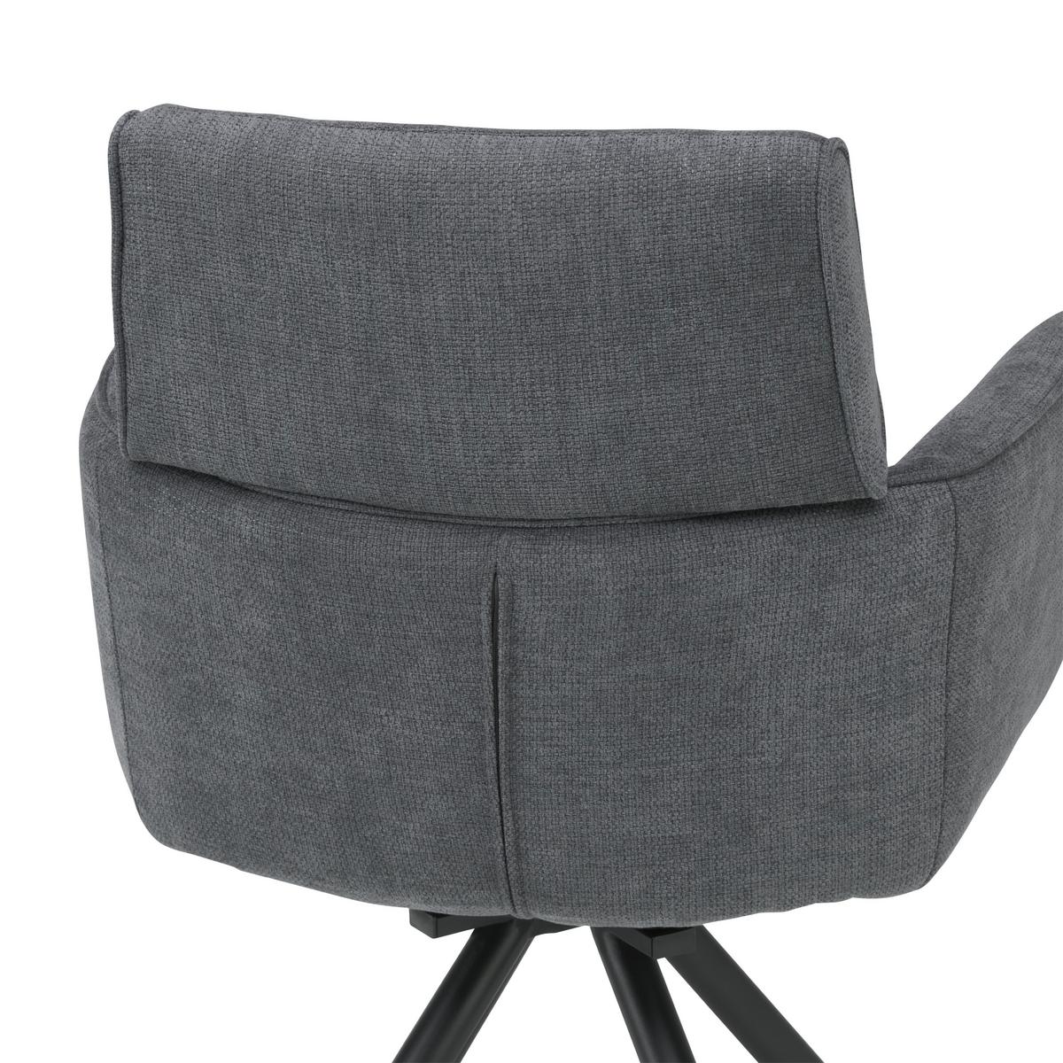 Armlehnstuhl Elis Webstoff Anthrazit, B: 62 cm - Anthrazit/Schwarz, KONVENTIONELL, Textil/Metall (62/89/62cm) - Livetastic
