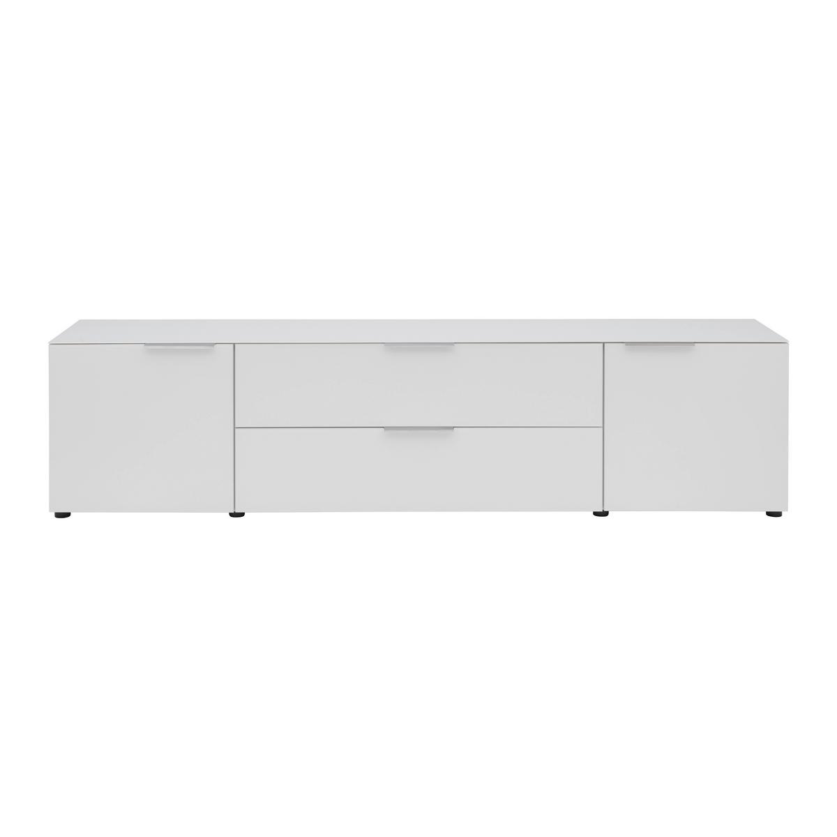 TV komoda Siena sklo, bílá - bílá/černá, Moderní, kov/kompozitní dřevo (226/55/40cm) - Premium Living