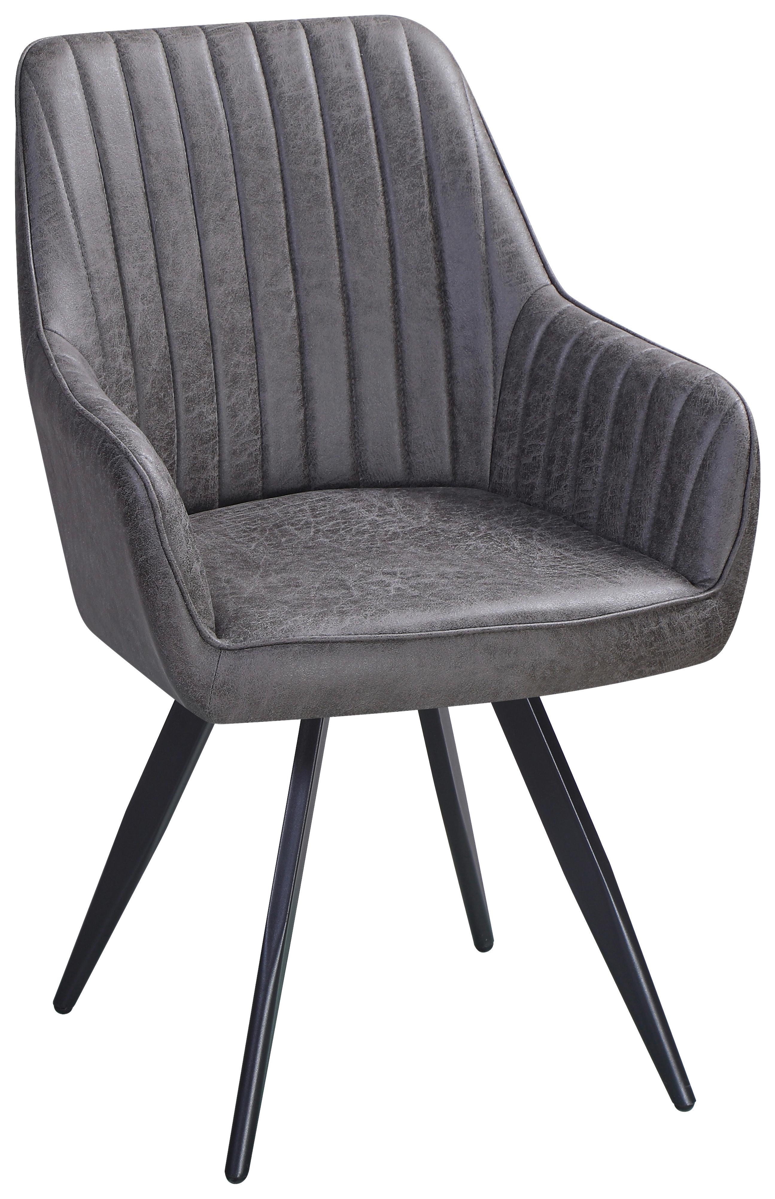 Stuhl Bella Webstoff Braun, 360° drehbar - Schwarz/Braun, KONVENTIONELL, Textil/Metall (63/90/61cm)