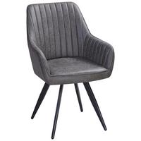 Stuhl Bella Webstoff Braun, 360° drehbar - Schwarz/Braun, KONVENTIONELL, Textil/Metall (63/90/61cm)