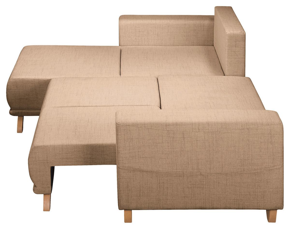 Ecksofa Bella Beige S: 257x174 cm - Wengefarben/Beige, Design, Textil (257/174cm) - Livetastic