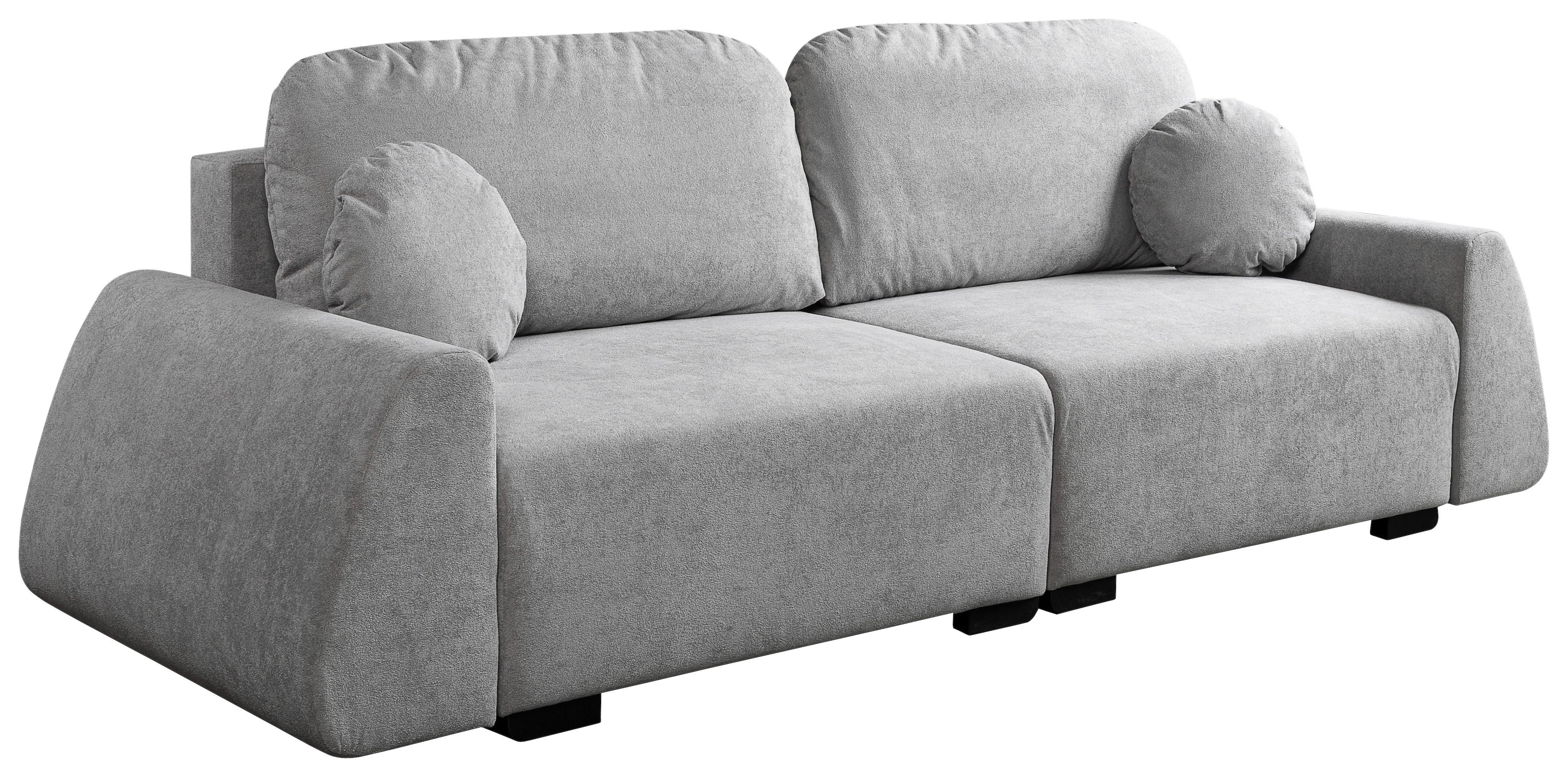 Schlafsofa Almi Boucle Hellgrau, B: 260 Cm - Schwarz/Grau, Design, Textil (260/100/80cm) - Livetastic