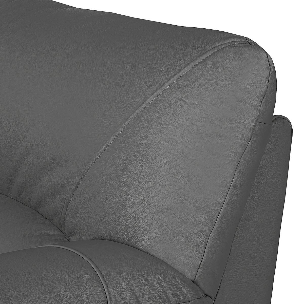 Schlafsofa Oslo, Anthrazit B: 205 Cm - Anthrazit/Schwarz, Design, Leder (205/92/85cm) - Livetastic