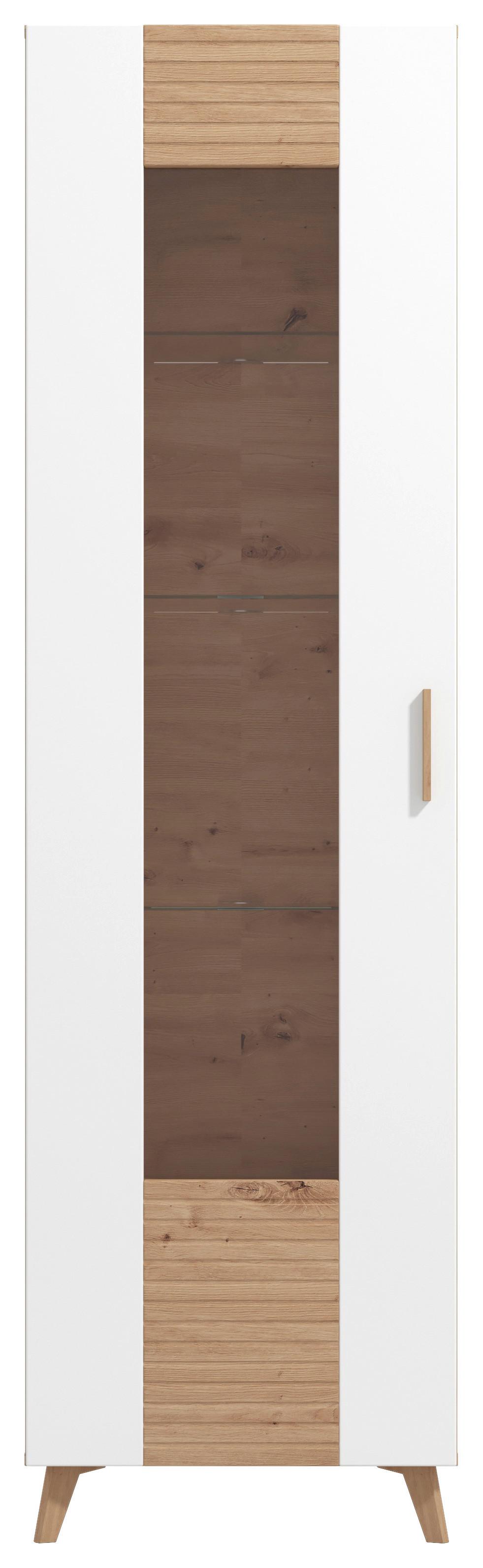 Vitrin Bretagne - tölgyfa színű/fehér, Modern, faalapú anyag (58/202/35cm)