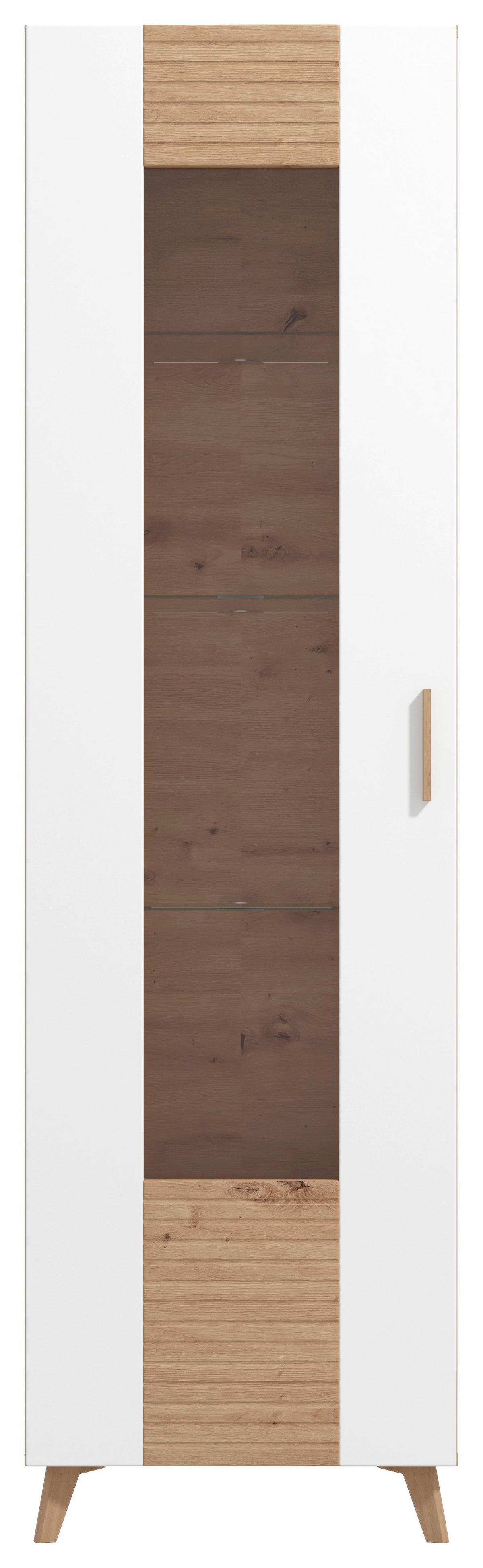 Vitrin Bretagne - tölgyfa színű/fehér, Modern, faalapú anyag (58/202/35cm)