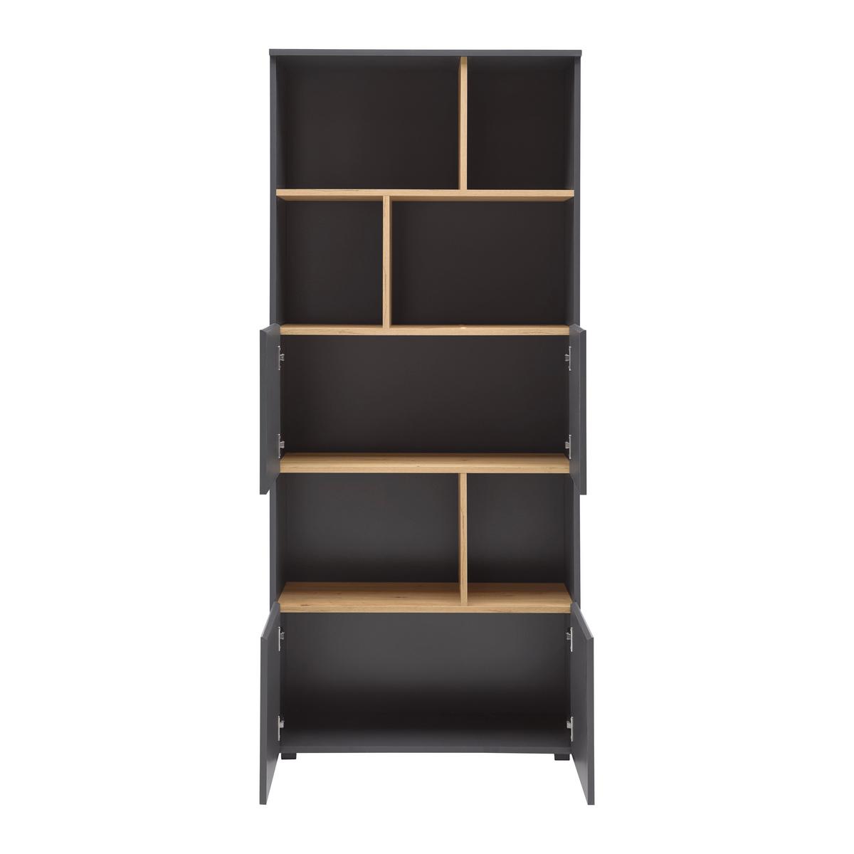 REGÁL SAVANNA -EXKLUSIV- - černá/antracitová, Moderní, kompozitní dřevo/plast (80/180/35cm) - Mömax