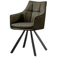 Armlehnstuhl Luna drehbar grün, B: 57cm - Schwarz/Grün, MODERN, Holz/Textil (57/90/62cm)