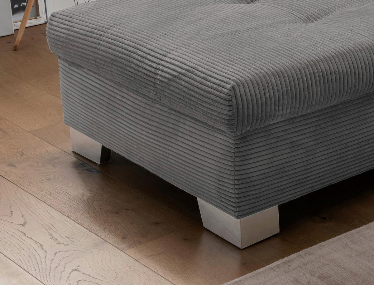 Ecksofa mit Schlaffunktion Flora Grau Cord - Silberfarben/Grau, Design, Textil (190/250cm) - MID.YOU