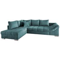 Eckschlafsofa Alvito Petrol S: 202/298 Cm - Silberfarben/Petrol, Design, Textil (202/298cm) - MID.YOU