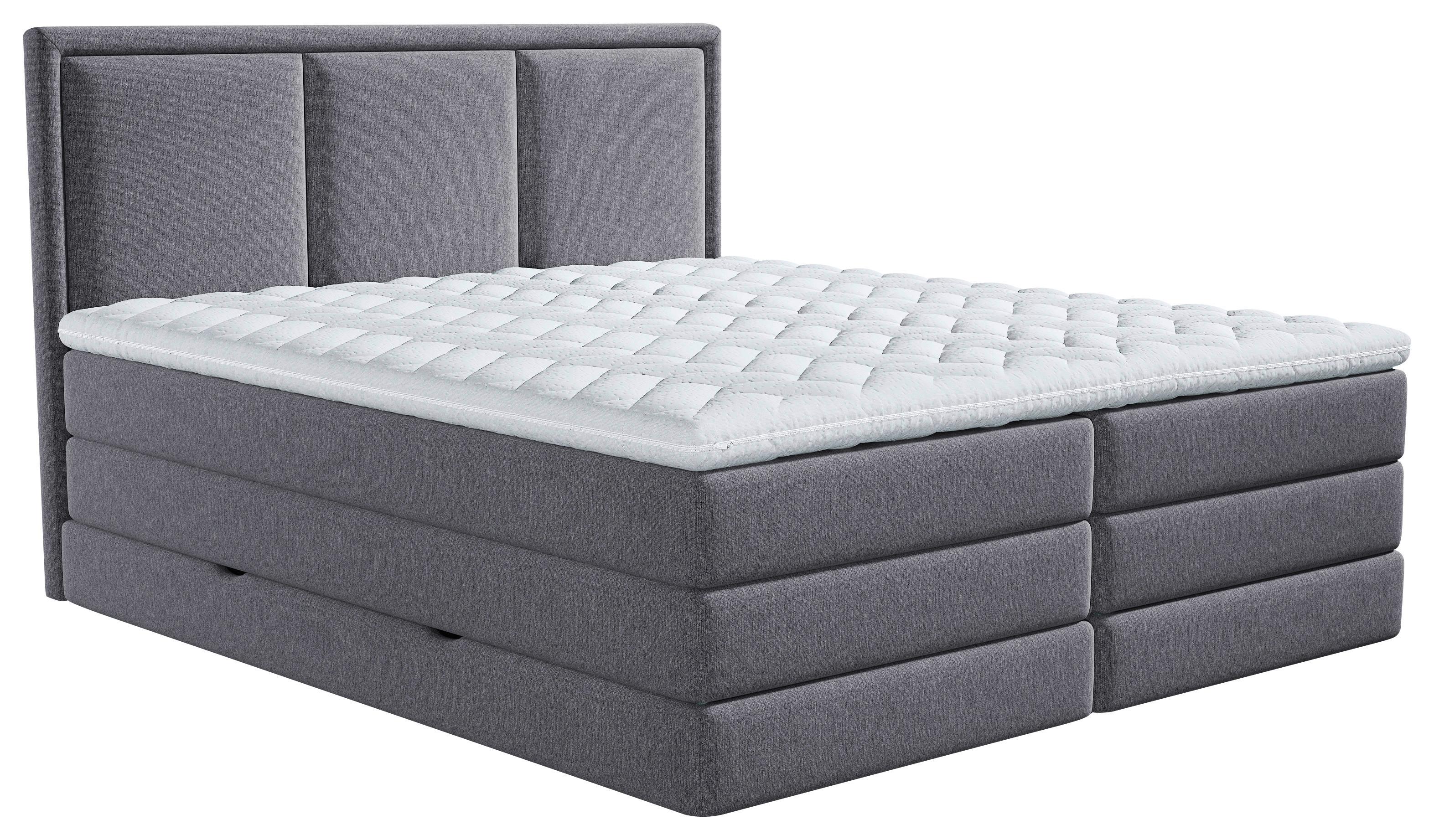Boxspringbett mit Topper & Bettkasten 200x200 Swing - Dunkelgrau, Design, Holzwerkstoff/Textil (200/200cm) - MID.YOU