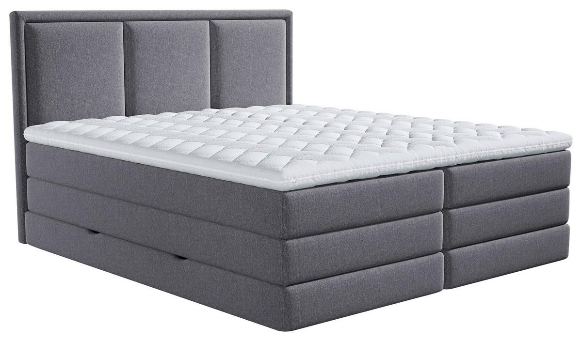 Boxspringbett mit Topper & Bettkasten 160x200 Swing - Dunkelgrau, Design, Textil (160/200cm) - MID.YOU