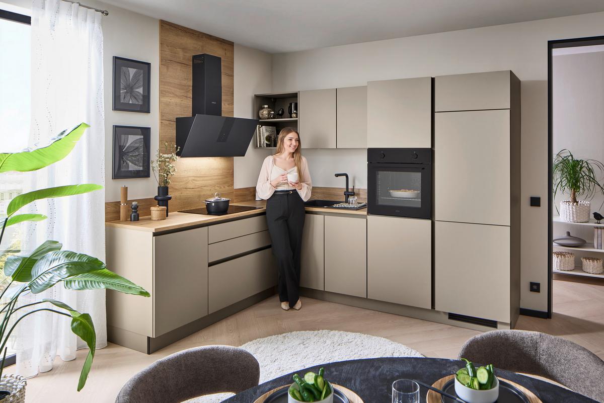 Eckküche Win - Eichefarben/Creme, MODERN, Holzwerkstoff (205,2/278,2cm) - Express-Kuechen