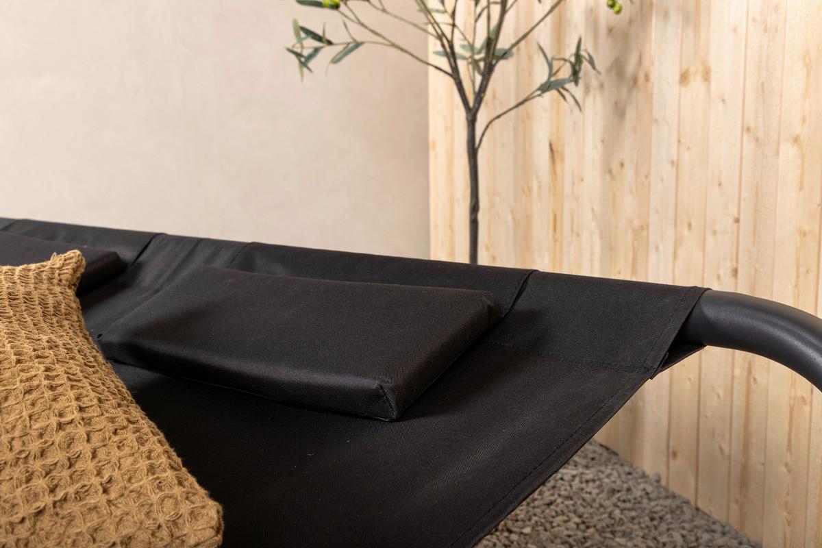 Doppel-sonnenliege Gordo Metall/textil - Schwarz, KONVENTIONELL, Textil/Metall (180/48/200cm) - Gardenson