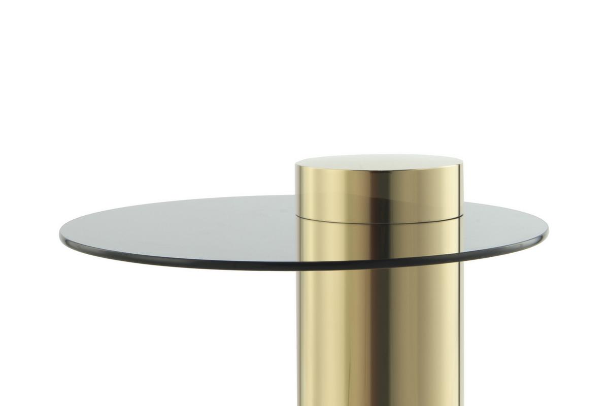 Beistelltisch mit Glasplatte Rund Ontario, Grau/Gold - Goldfarben/Grau, MODERN, Glas/Metall (46/46/52cm) - Kayoom