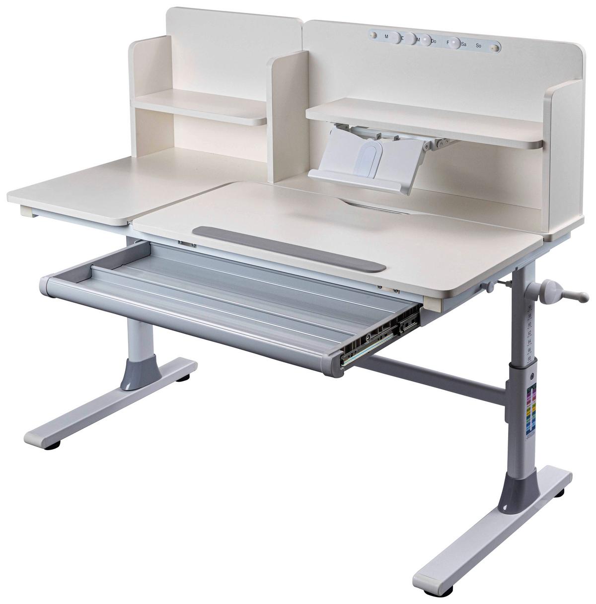 Jugendschreibtisch Sören Weiß/Grau, 120 cm - Weiß, MODERN, Holzwerkstoff/Metall (120/60/96-116cm) - MID.YOU