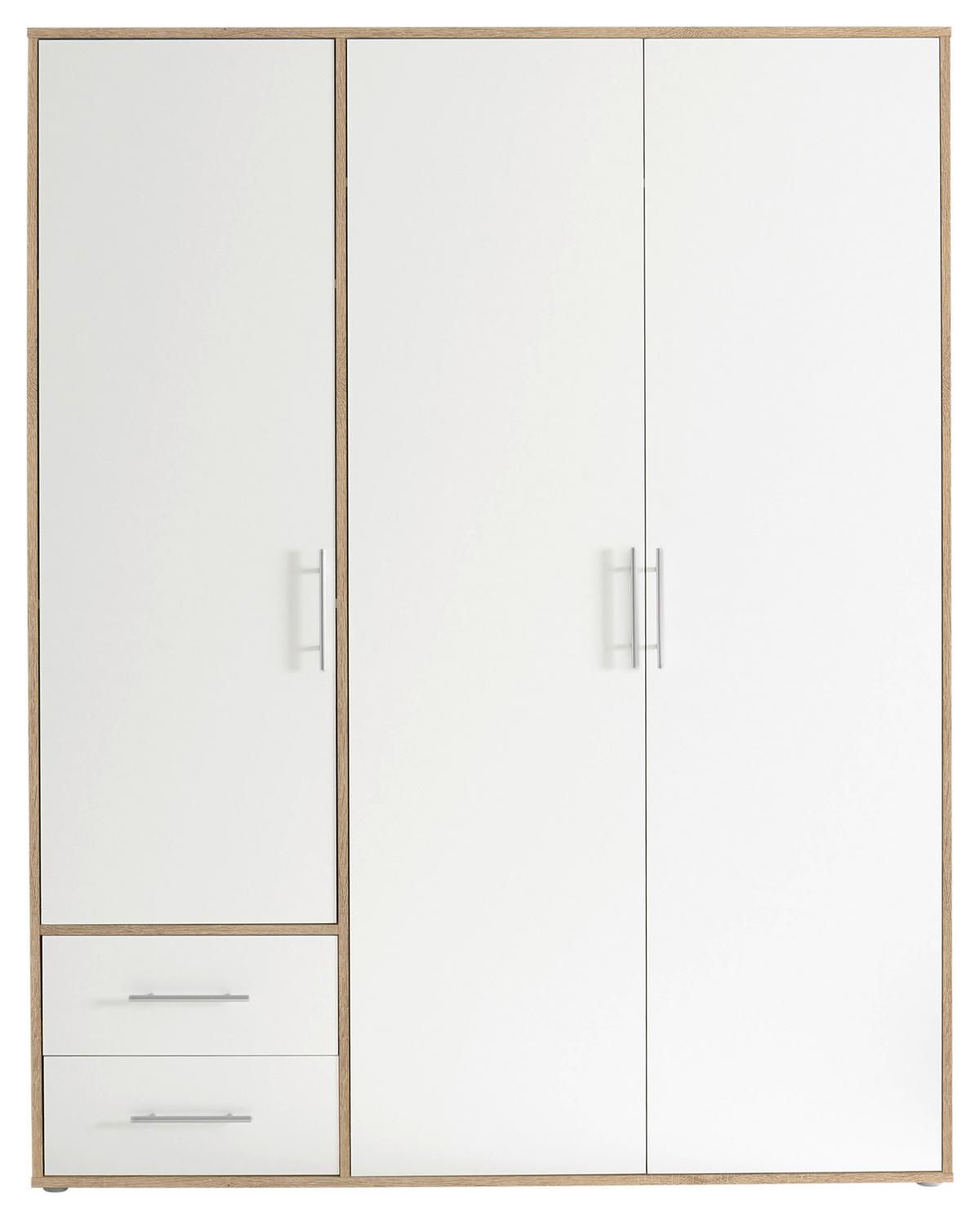 Skřiň s ototčnými dveřmi VALENCIA 155cm - bílá/Sonoma dub, Moderní, kompozitní dřevo/plast (155/195/60cm) - MID.YOU