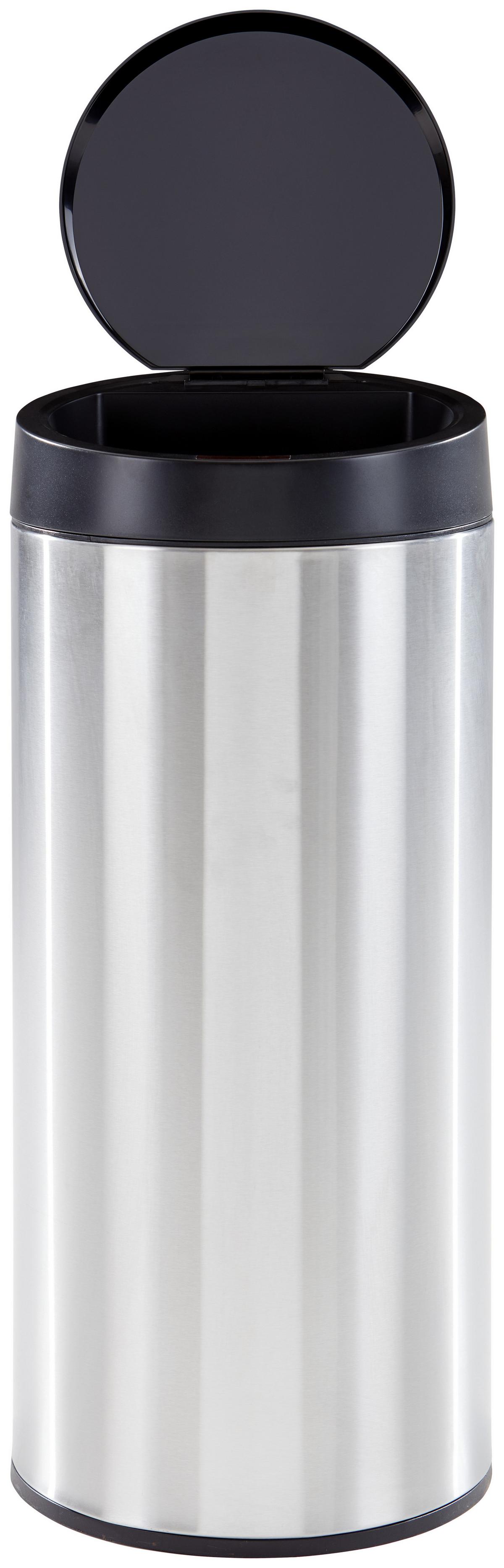 Mülleimer Carlee Mit Sensor 30 L Metall Silber - Silberfarben/Schwarz, Basics, Kunststoff/Metall (29,5/68cm) - Homezone