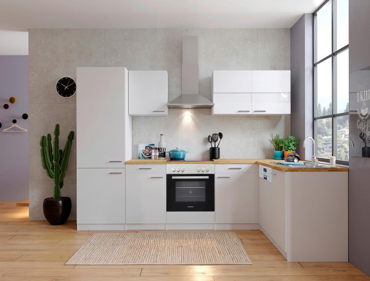 Eckküche Malia L-Küchenblock 280 Cm - Nussbaumfarben/Weiß, Basics, Holzwerkstoff (280/172cm) - Respekta