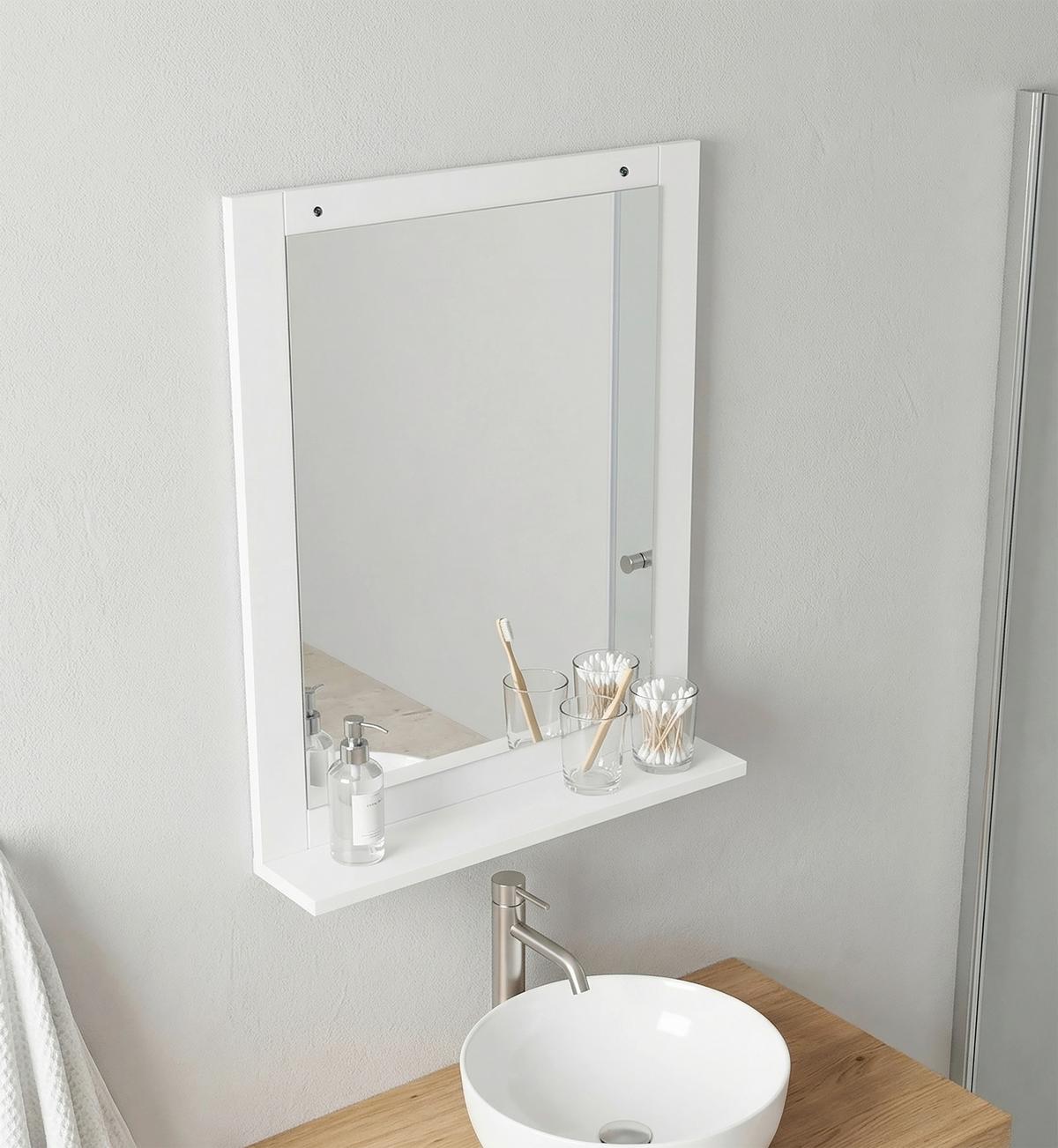 BADEZIMMERSPIEGEL Flonali Weiß B: 50cm - Weiß, Trend, Holzwerkstoff (50/70/12cm) - MID.YOU