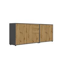Sideboard Mailand Anthr./eiche Dekor B: 184,5cm - Anthrazit/Schwarz, MODERN, Holzwerkstoff (184,5/73/33cm) - MID.YOU