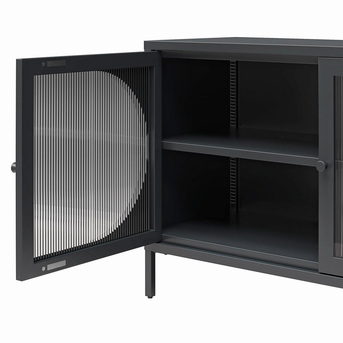 Kommode Luna Schwarz B: 100cm - Schwarz, Design, Glas/Metall (100/64/40cm) - MID.YOU